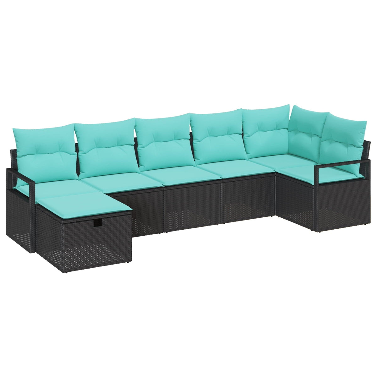 vidaXL 7 Piece Garden Sofa Set with Cushions Black Poly Rattan, vidaXL 2-Seater Garden Sofa with Cushions Black Poly Rattan