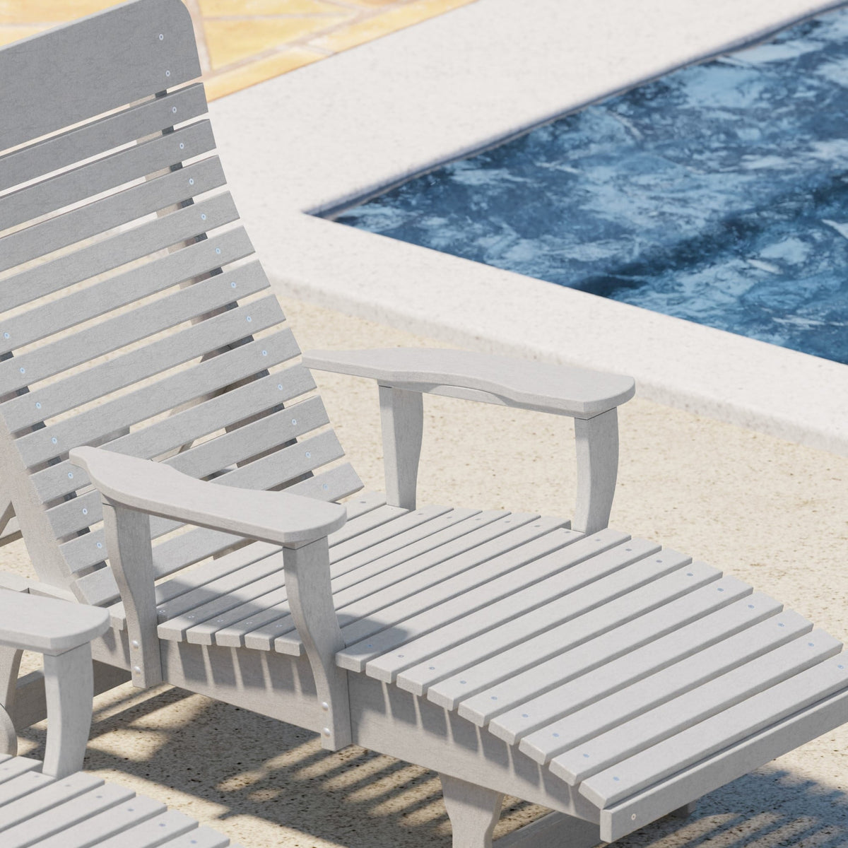 Wildridge Signature Chaise Lounge, Light Gray - Outdoor Weather Resistant Recycled Plastic Furniture for Patio