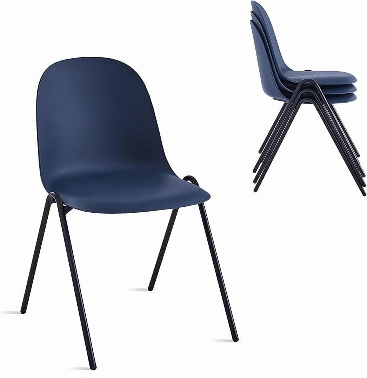 XDECO Stackable Dining Chairs 4-Pack for Indoor/Outdoor, Blue