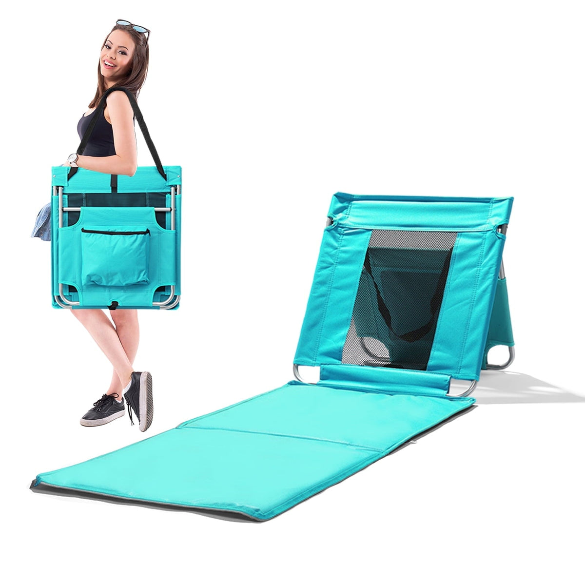 Ktaxon Beach Mat Lounge Chair, Protable Folding Lightweight Beach Chairs for Adults, Suitable for Tanning Beach Lawn, Mint Green