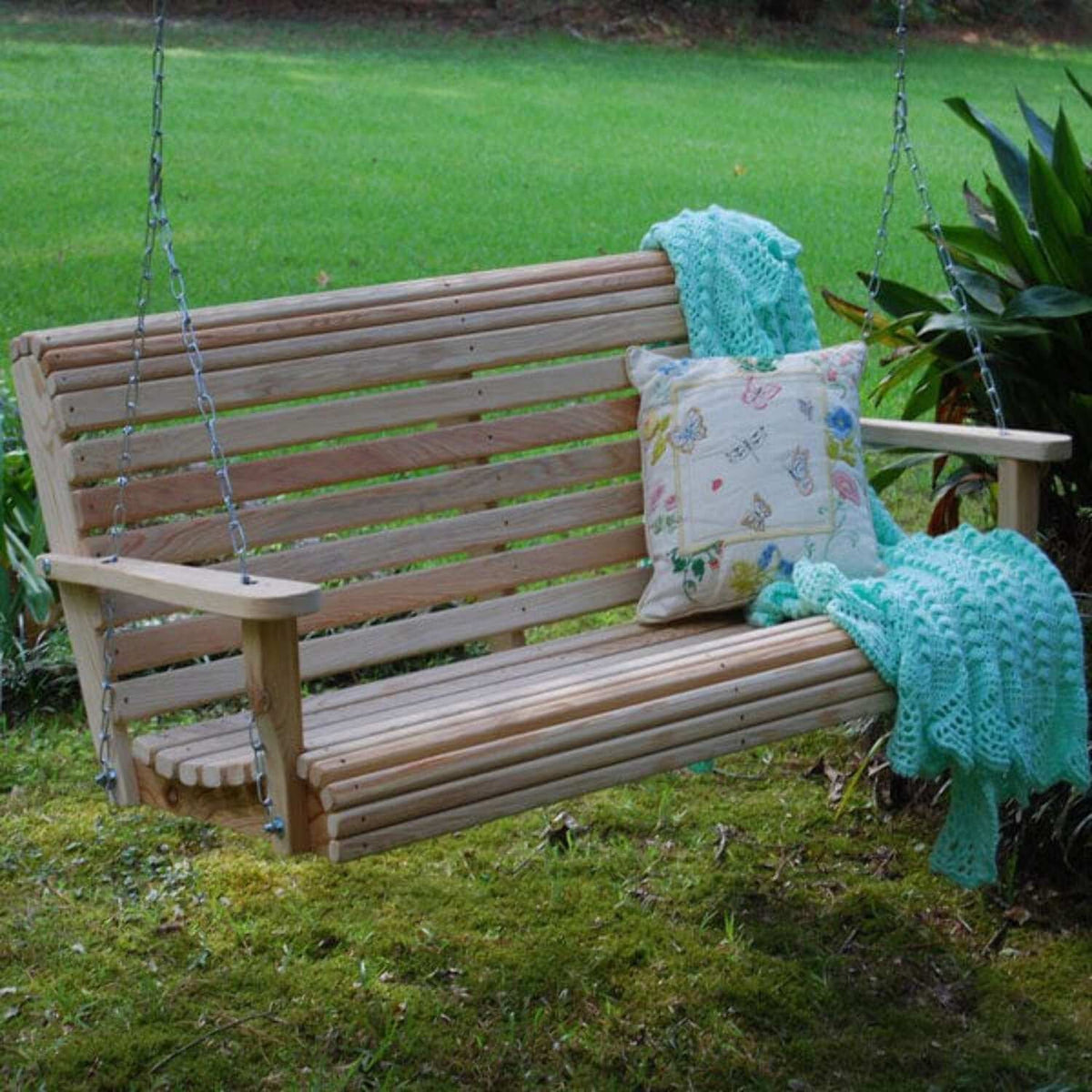 LA Swings Cypress Roll Back Porch Swing, 5 Foot, Unfinished
