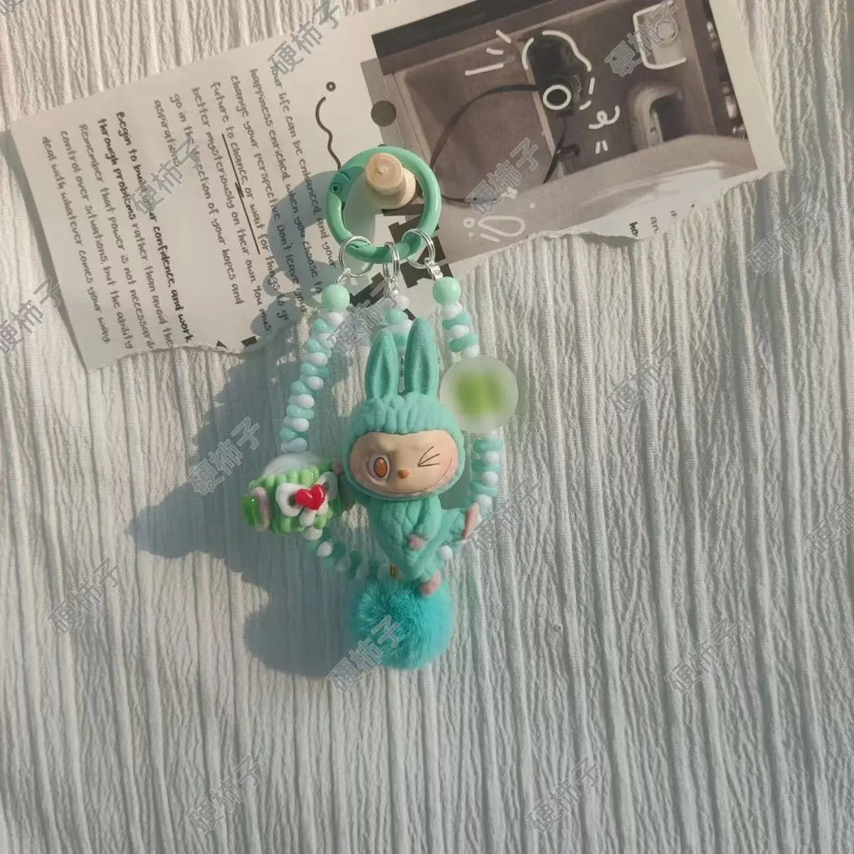 Labubu Yoga Mini Flocking Keychain Pendant