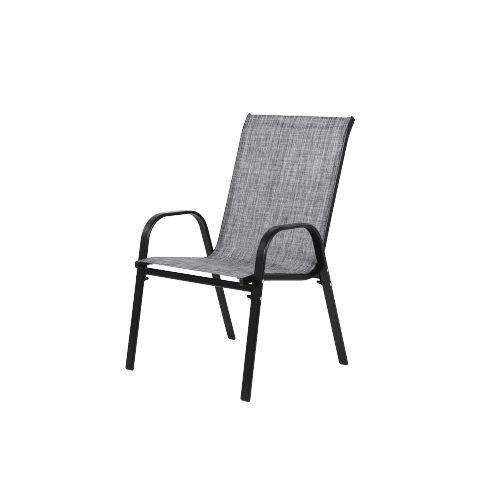 Outdoor Dining Chair Set of 2, All-Weather Patio Dining Chair with High Backrest and Metal Frame, Indoor Outdoor Chairs for Bistro, Deck, Backyard, Porch,Gray
