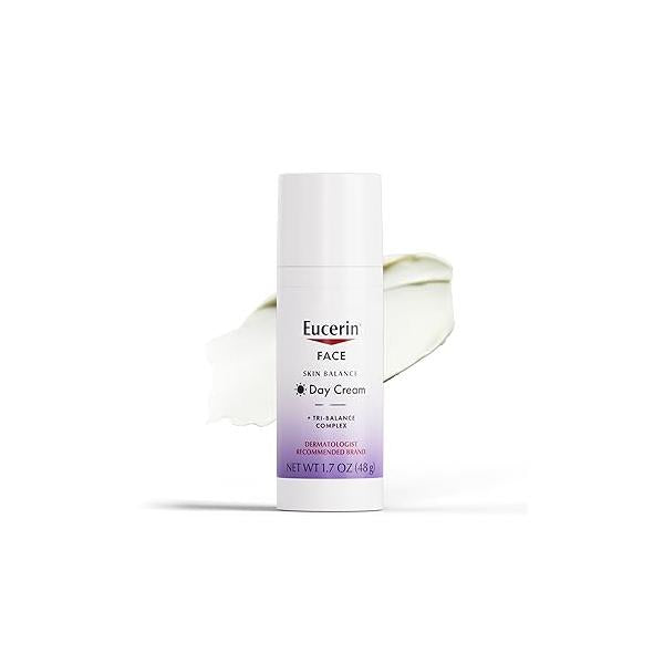 Eucerin Skin Balance Day Cream, Sensitive Face Moisturizer Enriched with Tri-Balance Complex, 1.7 Oz Bottle