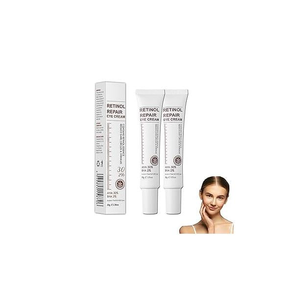 2 Pcs Retinol Repair Eye Cream，Instant Results Cream，Reduces the Appearance of Dark Circles，Stretch Wrinkles at Corners Eyes，Moisturize and Improve Bags，1.05 Oz Each