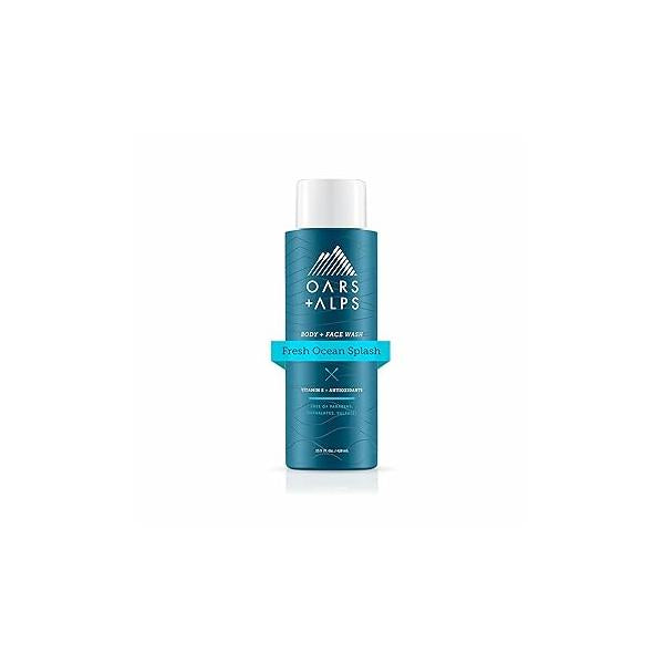 Oars + Alps Men's Moisturizing Body and Face Wash, Skin Care Infused with Vitamin E Antioxidants, Sulfate Free, Fresh Ocean Splash, 1 Pack