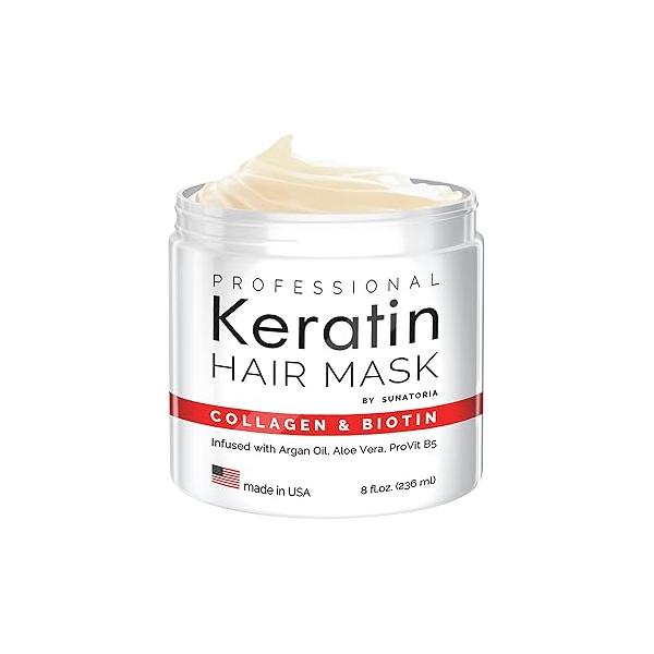 Professional Keratin Hair Mask - Made in USA Nourishment Treatment for Repair & Beauty Biotin Collagen Coconut Oil Pro-Vitamin B5 Protein Vitamin Complex