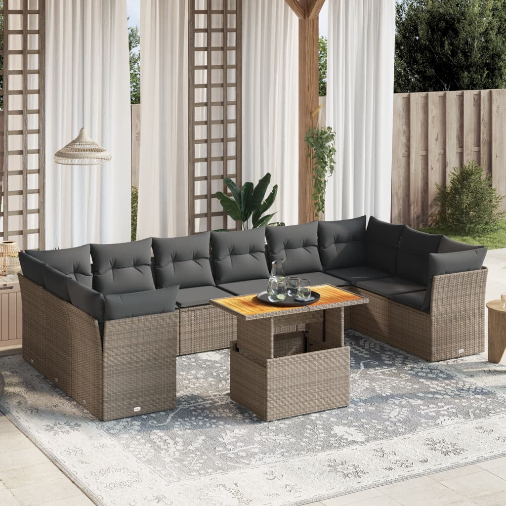 vidaXL Garden Sofa Set Grey PE rattan Large Modular Garden Sofa Set